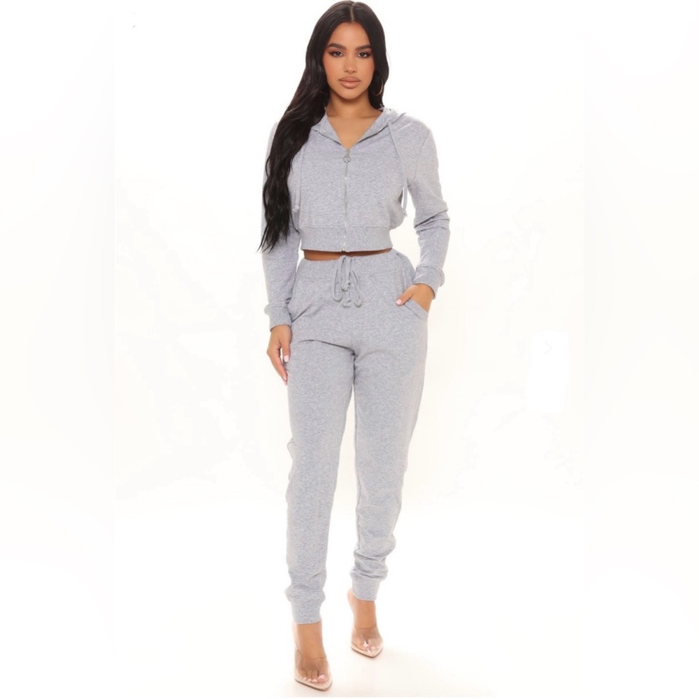 fashion nova — “latest and greatest” heather grey joggers